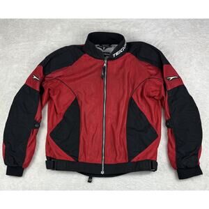 Teknic Mens Motorcycle Jacket Sz 44 Red Black Armored nylon padded riding